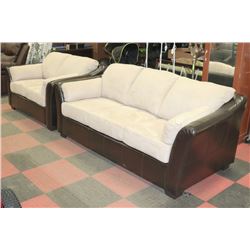 NEW BEIGE MICROFIBER AND LEATHERETTE