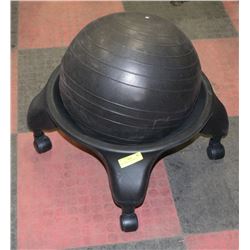 BALL CHAIR ON CASTORS.