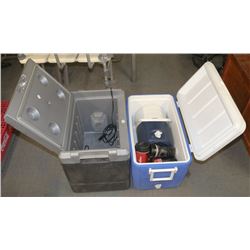 COLEMAN ELECTRIC COOLER, REGULAR COOLER & THERMOS