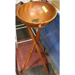 WOOD SALAD SERVING BOWL WITH STAND ( HOME )