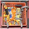 Image 1 : CRATE W/ 20FT DOUBLE HOOK CHAIN, 3 CLEVISES ( TOOL
