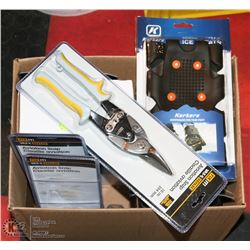 LOT WITH 3 AVIATION SNIPS , HEAVY DUTY STAPLER,