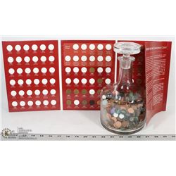 SHIP DECANTER FILLED WITH PENNIES, MARBLES AND