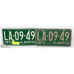 SET OF 2- 1971 ALBERTA  LICENSE PLATES