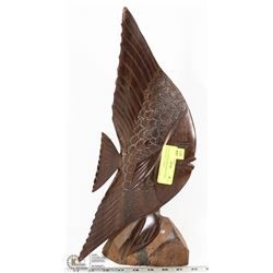 HAND CARVED IRONWOOD FISH STATUETTE 17" HIGH