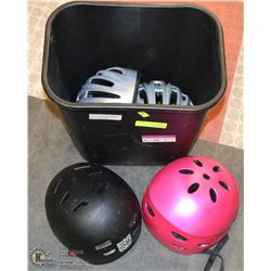 GARBAGE CAN WITH 4 HELMETS
