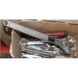 BOX OF ASSORTED WRENCHES