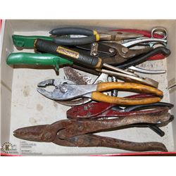 BOX OF ASST PLIERS AND SNIPPERS