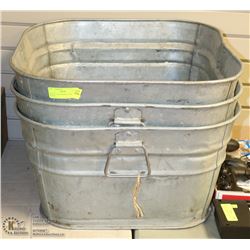 SET OF 3 GALVANIZED LARGE WASH BASINS