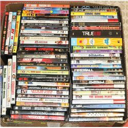 ON CHOICE: FLAT OF 77 ASSORTED DVDS.