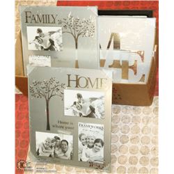 GROUP OF 4 MIRRORED FRAMES: "HOME, LOVE, FAMILY