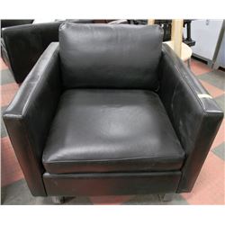 BLACK LEATHERETTE CHAIR WITH SOLID CHROME LEGS