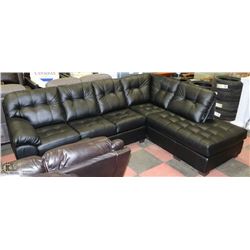 NEW BLACK LEATHERETTE LARGE SIZE SECTIONAL