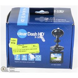 NEW CLEAR DASH HD X-1000 DASH CAM /W 8GB MEM C