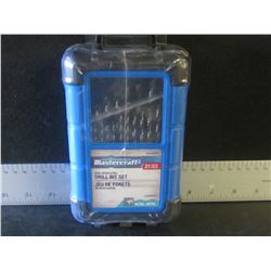 New MasterCraft drill bit set 21 piece high speed steel