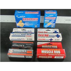 New lot of 6 first aid items / 120 total bandages / first aid cream/anti itch