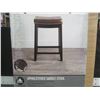 Image 1 : New upholstered saddle stool/ espresso with bronz nail heads 26" high