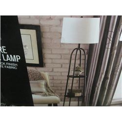 Floor Lamp / matt black with white fabric shade