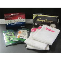 New Lot of Golf accessories / 3 wilson towels / 2 case balls / 2 gloves
