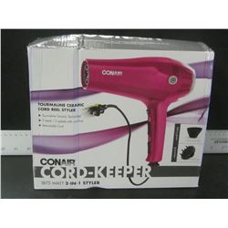 New Conair tourmaline ceramic cord reel styler/ 3 heat/ 2 speed / retractable cord