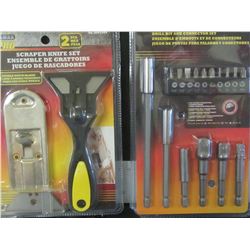 New 16 piece extension set with bits & 2 piece scraper set