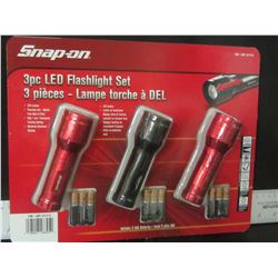 New Snap -On LED set of 3 Flashlights with batteries