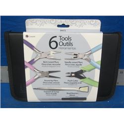 New 6 piece hobby and crafts pliers set in zippered case