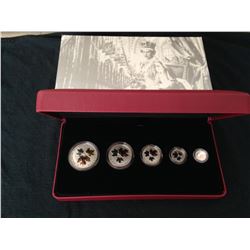 2016 Fine Silver Maple Leaf Fractional Set : Longest Reigning Sovereign set of 5 coins - 1, 1/2, 1/4