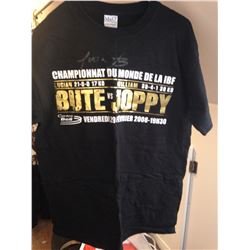 Boxing IBF World Championship Lucian Bute vs William Joppy Signed T-Shirt (Lucian Bute Autograph) An