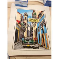 Painting of Cuba Street on Hand Made Paper
