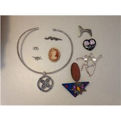 Used Necklace with Pendant and broche