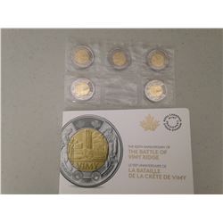 2017 - The 100th Anniversary of the Battle of Vimy Ridge $2 Circulation Coin Pack of 5