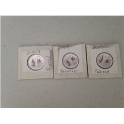 3 X 2009 - $0.25 cent Men's Ice Hockey, Incused "2", Painted