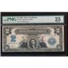 Image 1 : 1899 $2 Mini Porthole Silver Certificate PMG 25