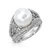 Image 1 : 18KT White Gold 9.42ct Pearl and Diamond Ring