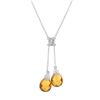 Image 1 : 14KT White Gold 4.71ctw Citrine and Diamond Pendant with Chain