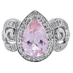 14KT White Gold 3.20ct Morganite and Diamond Ring