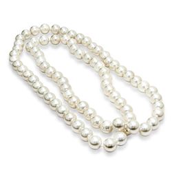 White Shell Bead Hand Knotted Pearl Necklace