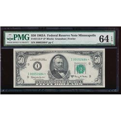 1963A $50 Minneapolis Federal Reserve Star Note PMG 64EPQ