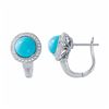 Image 1 : 14KT White Gold 2.42ctw Turquoise and Diamond Earrings