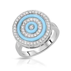 14KT White Gold 0.74ctw Turquoise and Diamond Ring