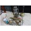 Image 1 : WIRE BASKET WITH ANTIQUE LANTERNS
