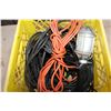 Image 2 : TOTE OF EXTENSION CORDS AND TROUBLE LIGHT