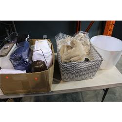 TWO BOXES OF VARIOUS BEDDING AND TOWELS