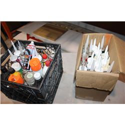 2 CRATES OF CAULK AND SHOP FLUIDS