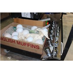LOT OF 60 WATT LIGHTBULBS AND 3 CHROME BATHROOM LIGHT FIXTURES