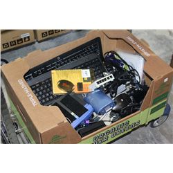 BOX OF ELECTRONICS AND KEYBOARDS