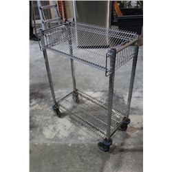 2 ROLLING CHROME 2 TIER ADJUSTABLE RACK