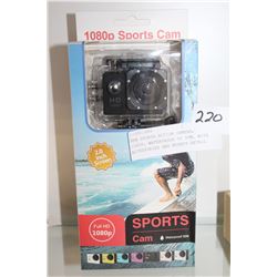 NEW SPORTS ACTION CAMERA, 1080P, WATERPROOF TO 30M, WITH ACCESSORIES AND MOUNTS RETAIL $149