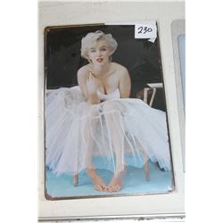 NEW 8 INCH BY 12 INCH TIN MARILYN SIGN